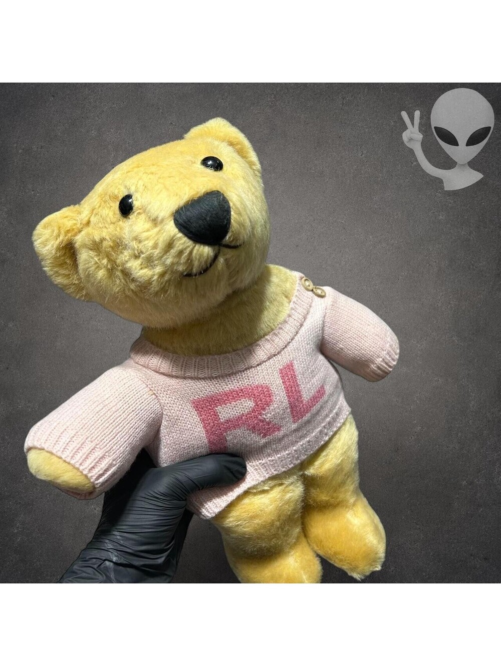 Ralph Lauren Romance Polo Teddy Bear Plush Pink Knit RL Sweater Like New